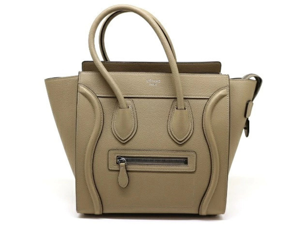 Celine Luggage Tote Shopper Tote Bag Beige Cream Calfskin